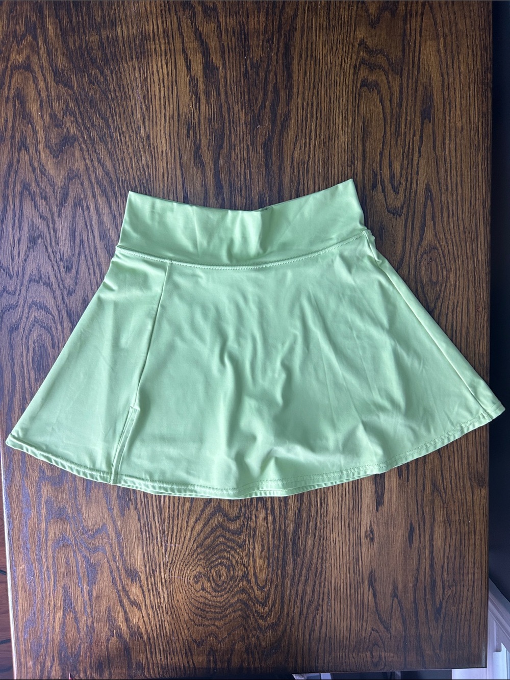 Light Green Athletic Skater Skirt with Wide Waistband